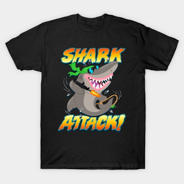 SHARK ATTACK! T-Shirt by andewhallart